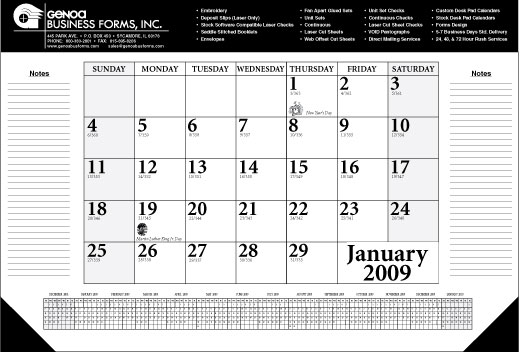 Stock Desk Pad Calendar